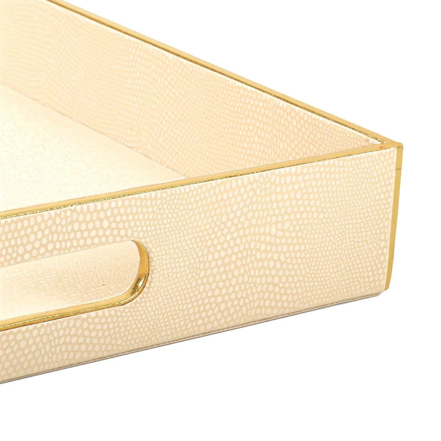 Leatherette Square Serving Tray Small | Ivory | Serpentine Ichkan