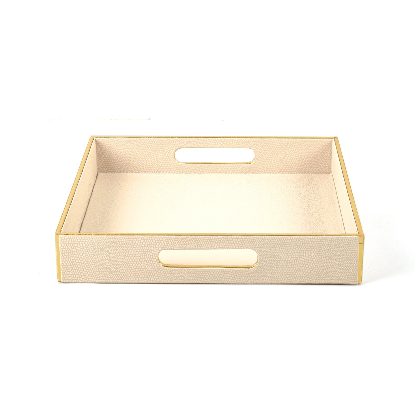 Leatherette Square Serving Tray Set of 2 | Ivory | Serpentine Ichkan