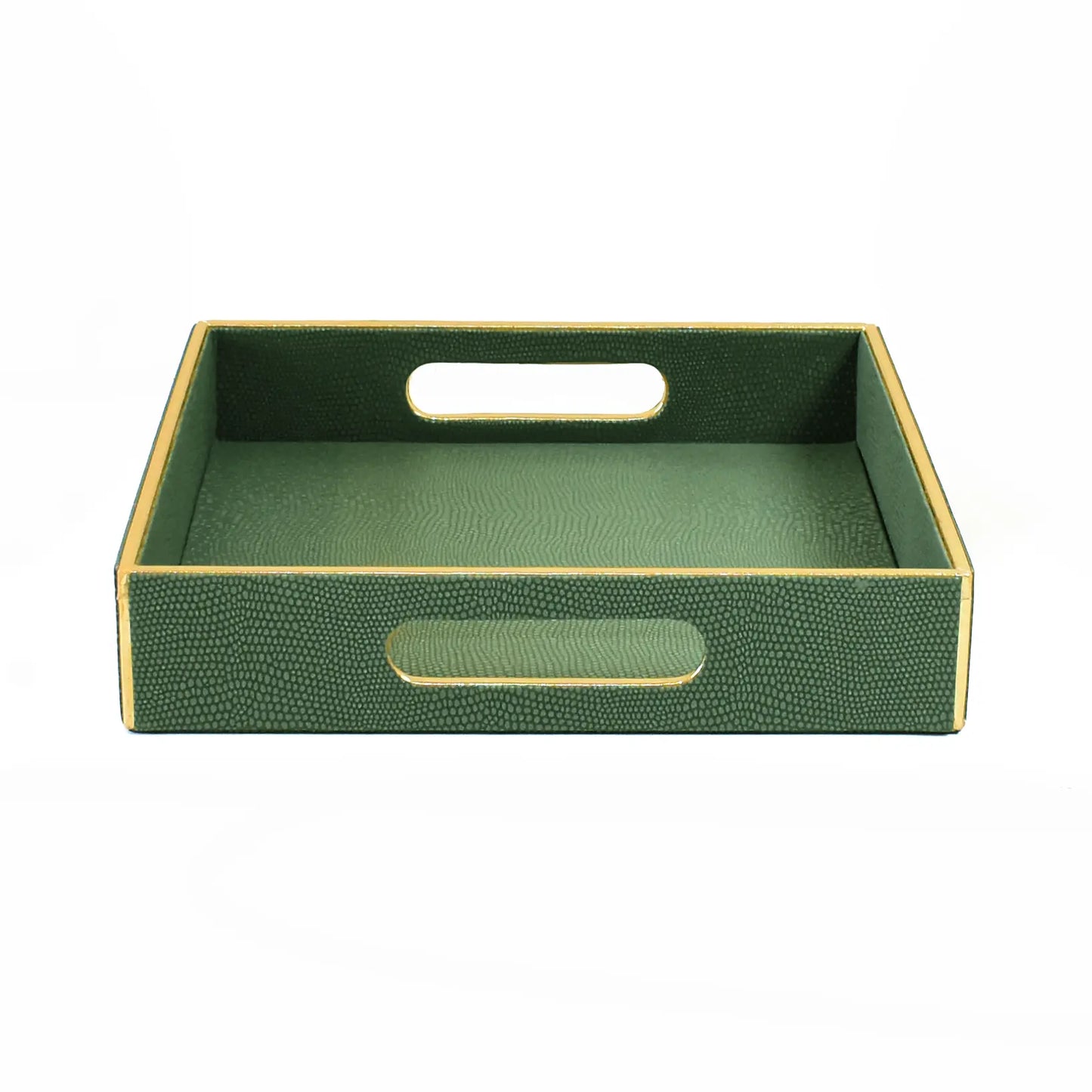 Leatherette Square Serving Tray Set of 2 | Olive Green | Serpentine Ichkan