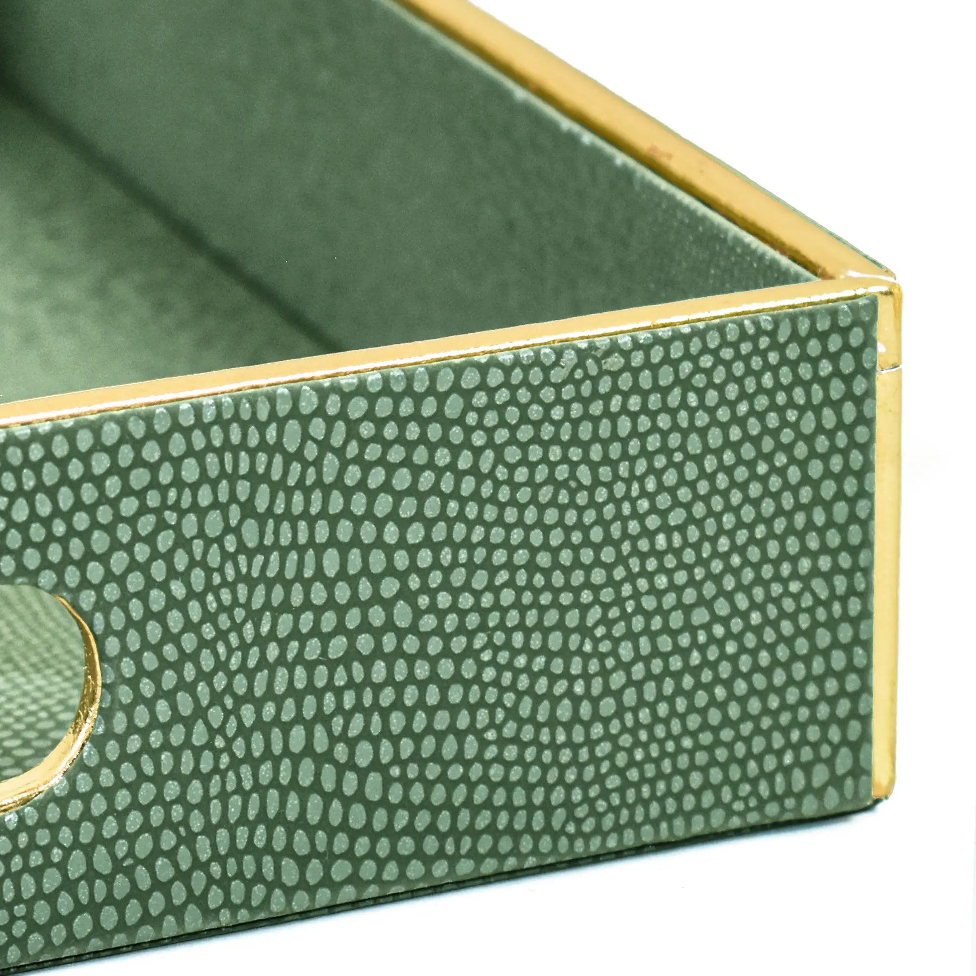 Leatherette Square Serving Tray Large | Olive green | Serpentine Ichkan