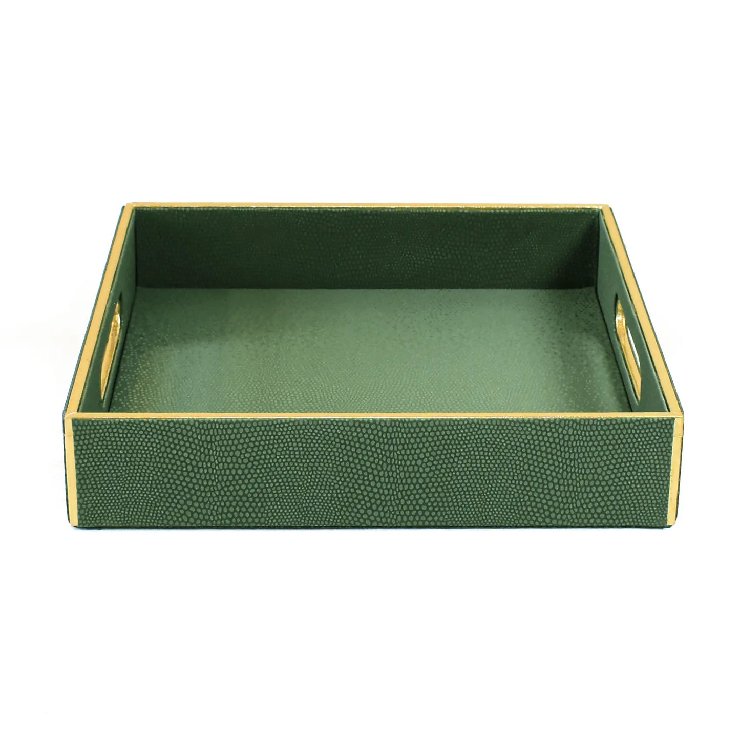 Leatherette Square Serving Tray Set of 2 | Olive Green | Serpentine Ichkan