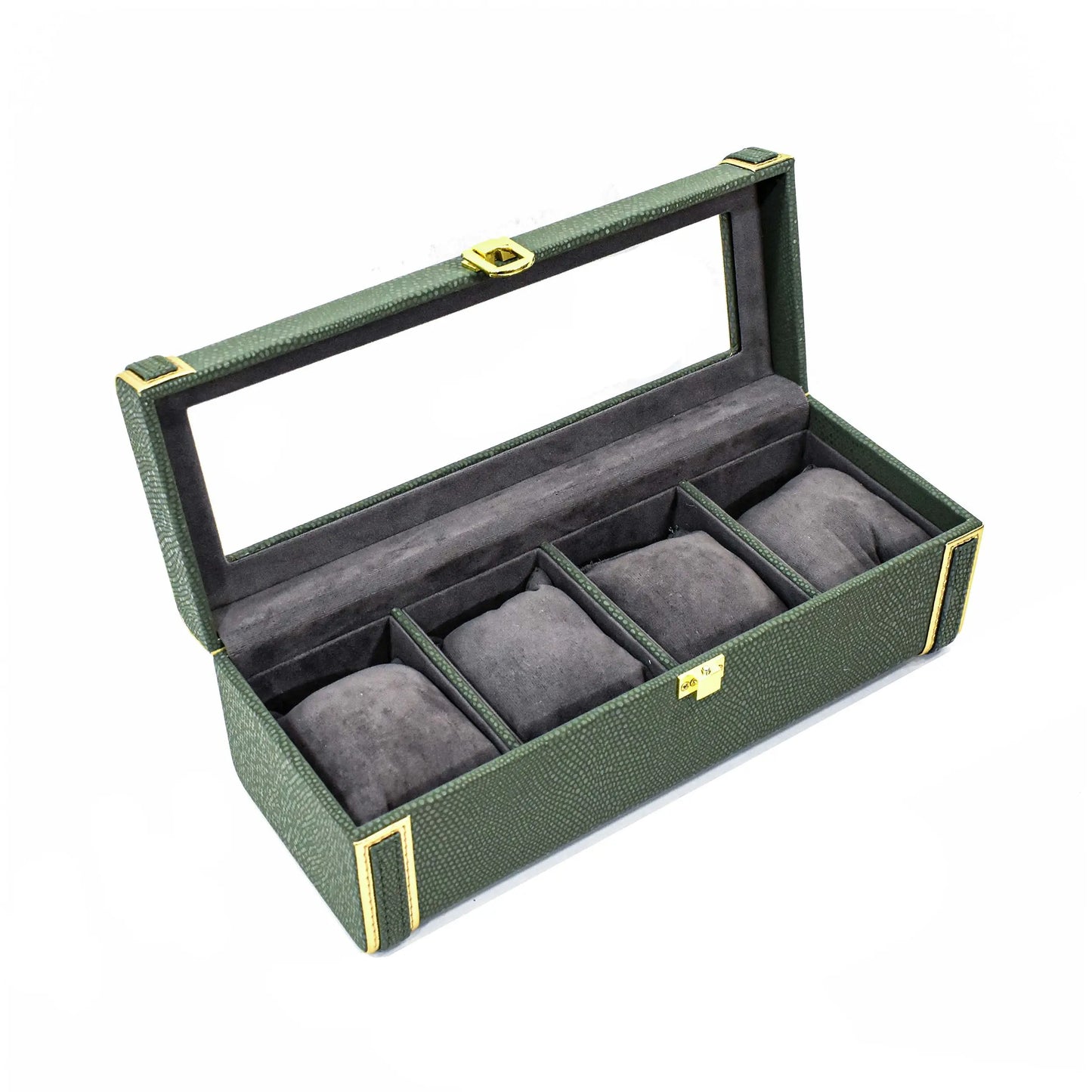 Leatherette Watch Storage and Organiser Box 4 Partition | Olive Green | Serpentine Ichkan