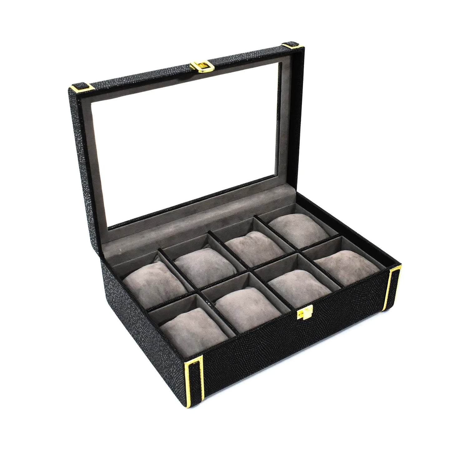 Leatherette Watch Storage and Organiser Box 8 Partition | Black | Serpentine Ichkan