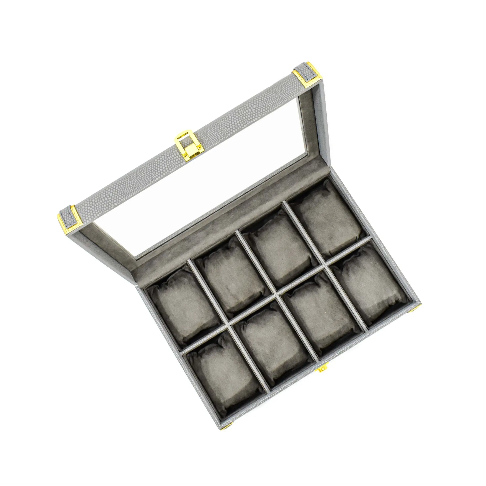 Leatherette Watch Storage and Organiser Box 8 Partition | Grey | Serpentine Ichkan
