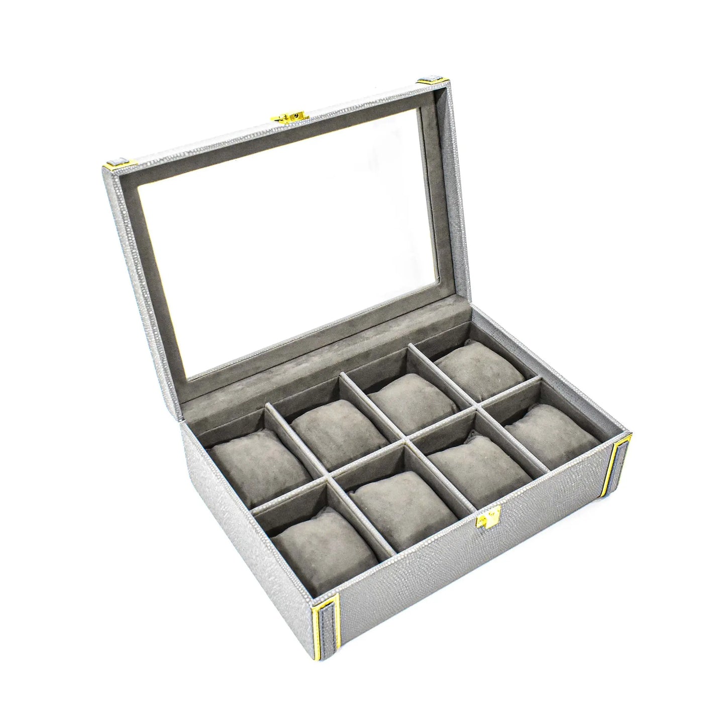 Leatherette Watch Storage and Organiser Box 8 Partition | Grey | Serpentine Ichkan