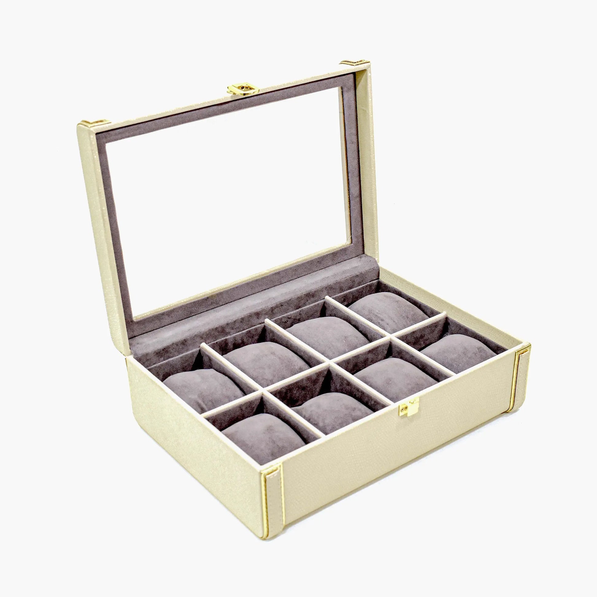 Leatherette Watch Storage and Organiser Box 8 Partition | Ivory | Serpentine Ichkan