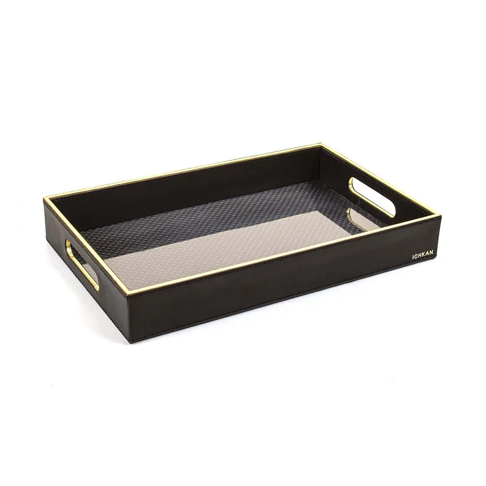 Leatherette Rectangle Serving Tray Small | Black | V'eve ICHKAN