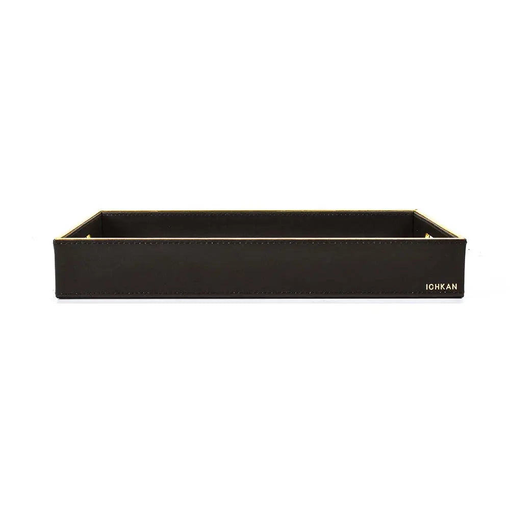 Leatherette Rectangle Serving Tray Small | Black | V'eve ICHKAN