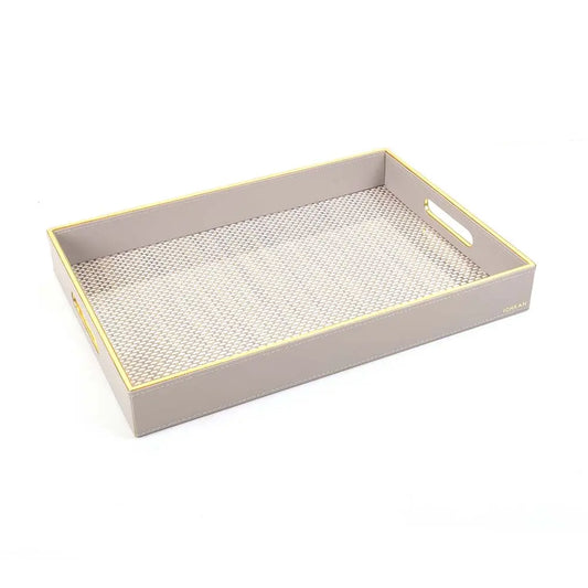 Leatherette Rectangle Serving Tray Large | Grey | V'eve ICHKAN