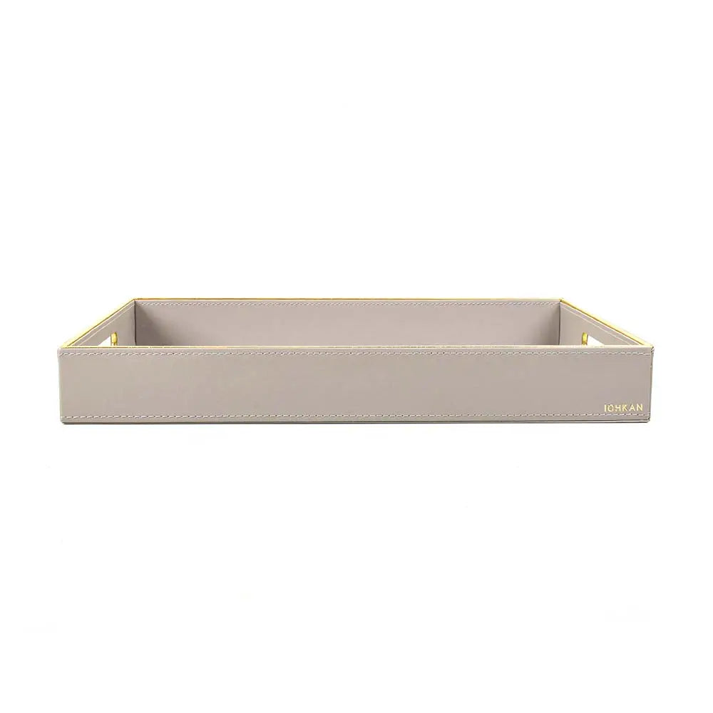 Leatherette Rectangle Serving Tray Large | Grey | V'eve ICHKAN
