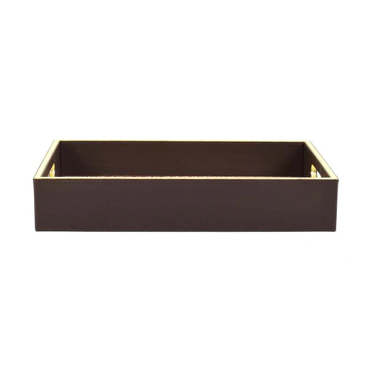 Leatherette Rectangle Serving Tray Small | Dark Brown | Willow ICHKAN