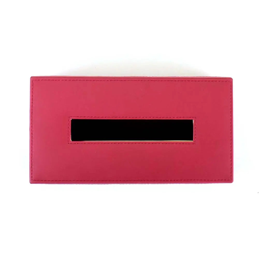 Leatherette Rectangle Tissue Box Holder I Maroon | Willow ICHKAN