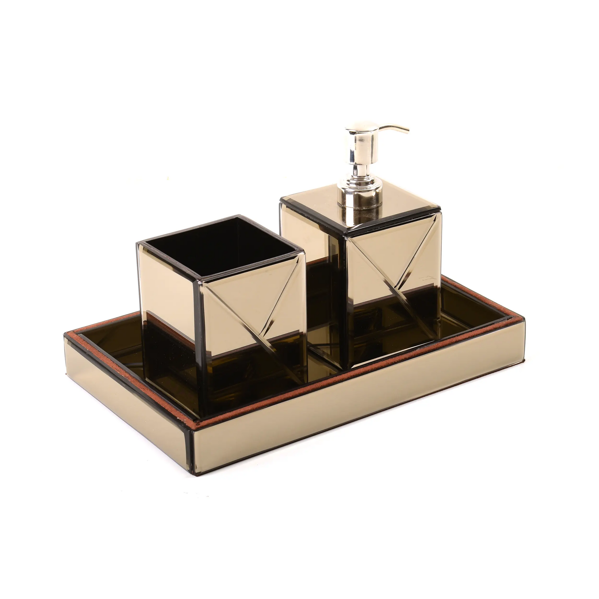 Mirror Bathroom Liquid Soap Dispensor | Brown | Lap Of Luxury Ichkan