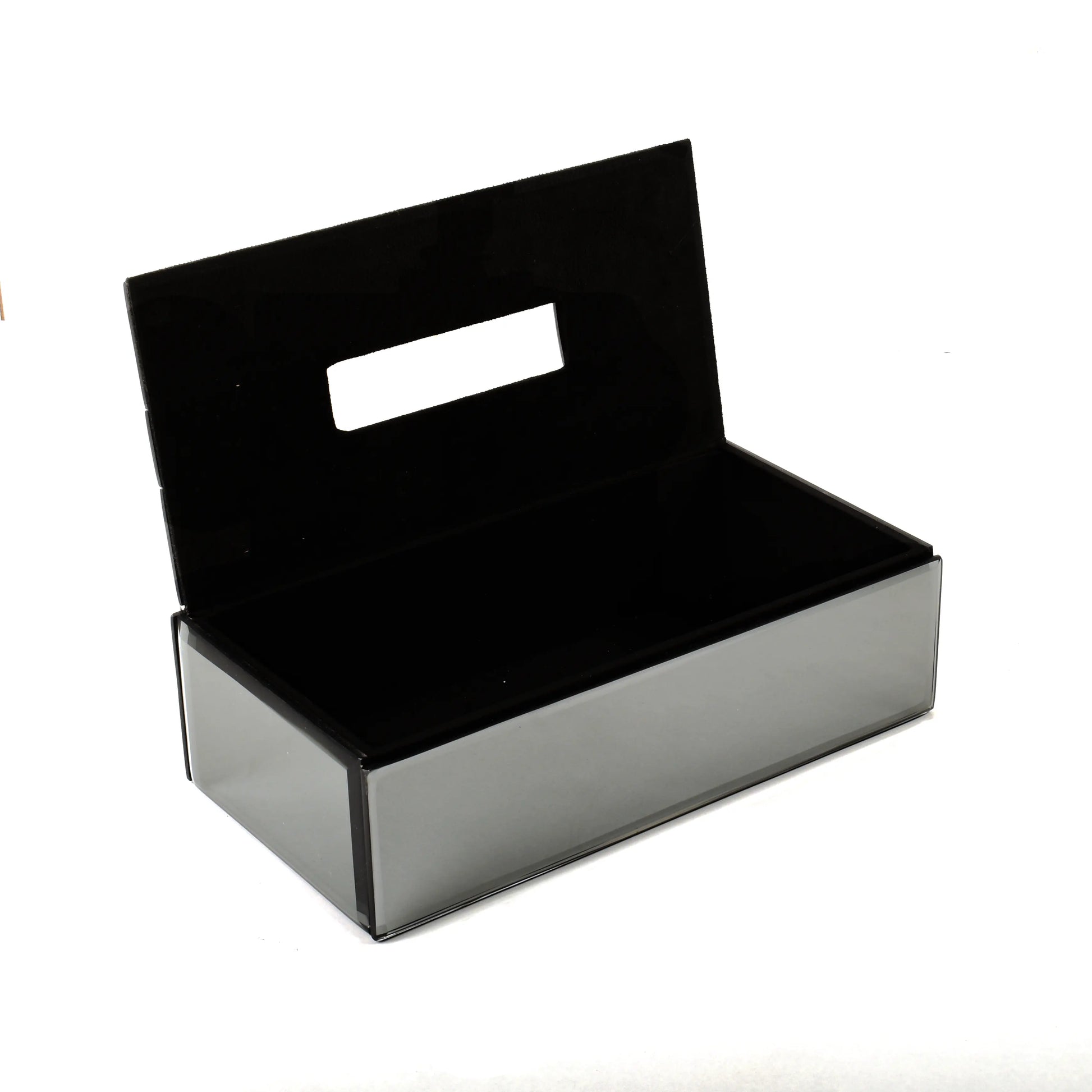 Mirror Rectangle Tissue Box Holder | Smokey Black | Lap Of Luxury Ichkan