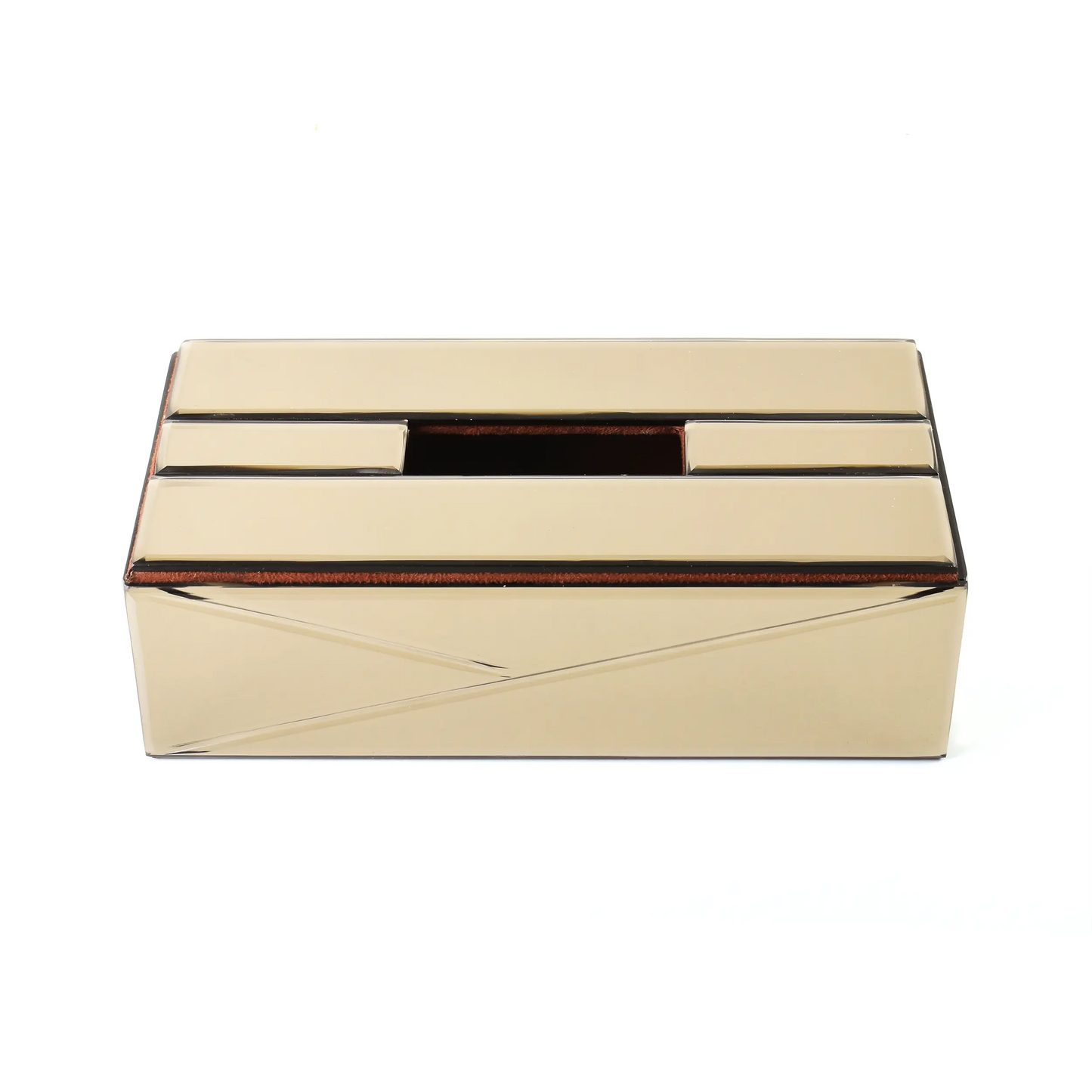Mirror Rectangle Tissue Box Holder | Brown | Lap Of Luxury Ichkan